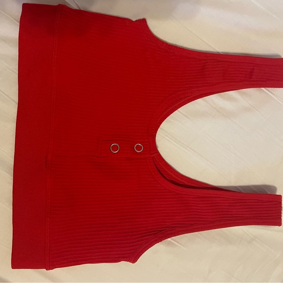 Red Ribbed Bombshell set.  Top M leggings xs.  New without tags! - Picture 7 of 8